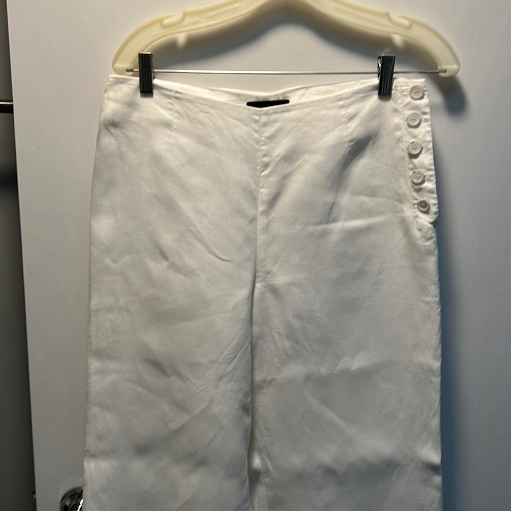 Talbots lined white linen pants